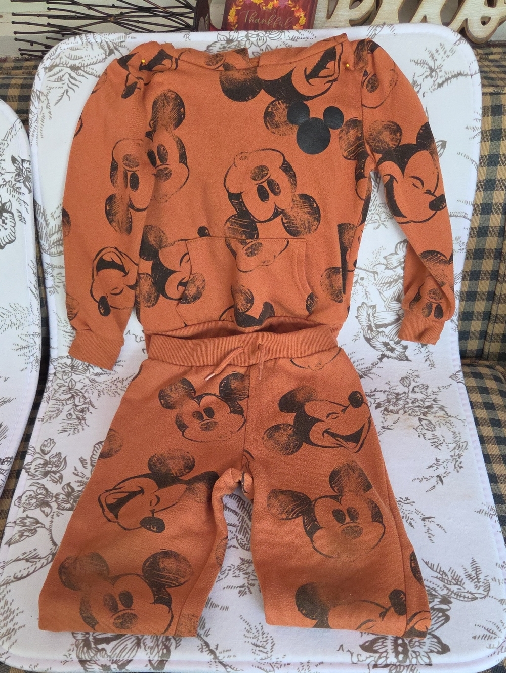 Disney Mickey Mouse Burnt Orange Hoodie and Joggers Set Size 4T